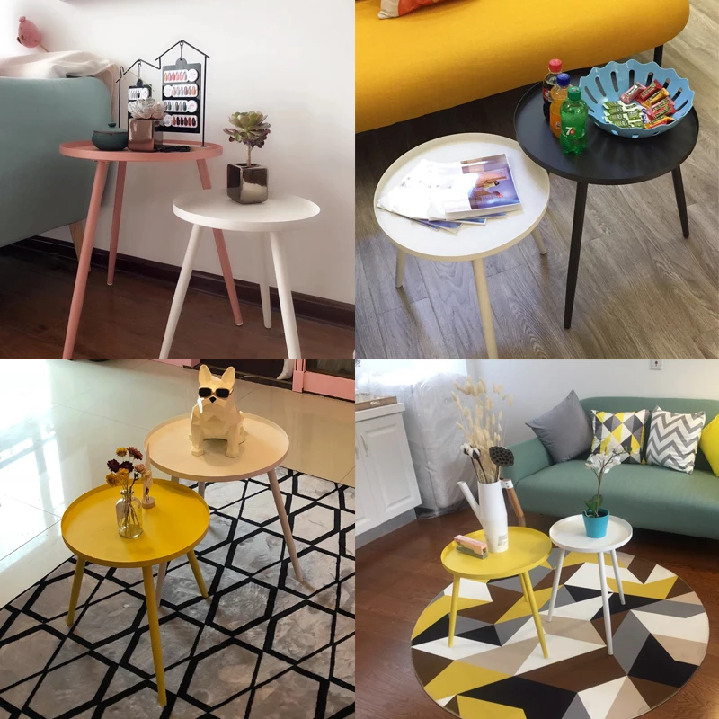 Nordic wrought iron small coffee table modern minimalist corner living room side table several balcony tray table bed round tabl