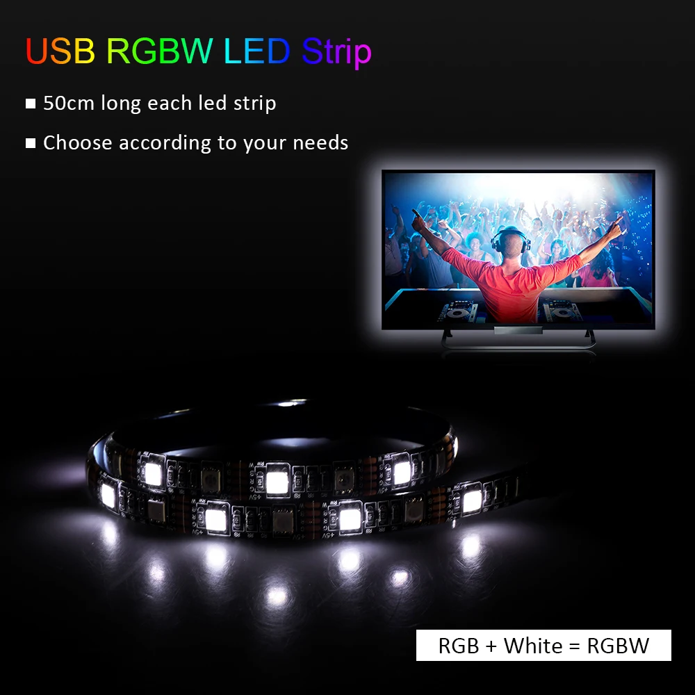 5050 USB Светодиодная лента RGB RGBW RGBWW Led tv фоновое освещение DC 5 В гибкая лента RF пульт дистанционного управления 1 м/2 м/3 м/4 м/5 м