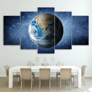 

HD print 5 PC BLUE PLANET EARTH CANVAS Print Painting Framed Home Wall Decor Art Poster