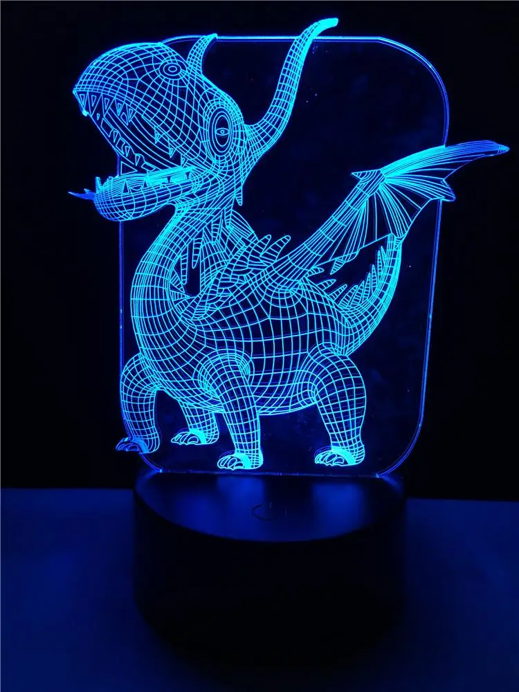 Птерозавр даргон 3D светодиодный лампа USB Иллюзия ночник многоцветный Сенсорный пульт Luminaria Рождество стол Декор