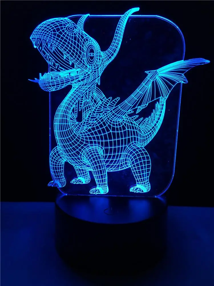 Птерозавр даргон 3D лампа светодиодный USB Иллюзия ночной Светильник многоцветный