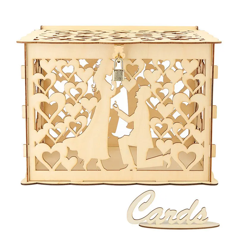 Diy Wedding Gift Card Box Creative Wooden Hollow Cards Container With Lock Guest Ornament Birthday Party Decoration huismerk kopen in de aanbieding Diy Wedding Gift Card Box Creative Wooden Hollow Cards Container With Lock Guest Ornament Birthday Party Decoration huismerk kopen in de aanbieding
