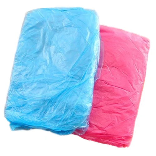

3Pcs New Color Random Disposable Plastic Adult Emergency Waterproof Rain Coat Hood Poncho Camping