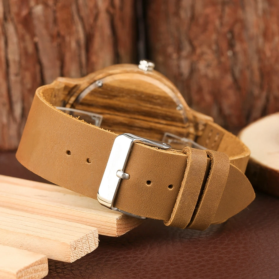 Vintage Black Ebony Wooden Men's Watches Zebra Stripe Round Analog Quartz Wristwatch Sport Skeleton Clock Male Relogio Masculino 2018 (23)
