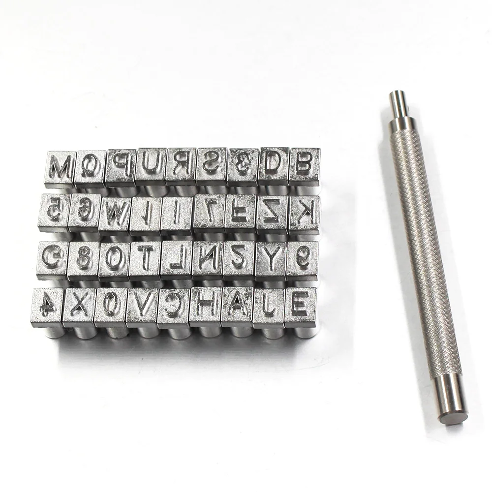 1set Tallado Craft letras Estampar Conjunto de herramientas de acero al carbono Hecho De Cuero Nuevo