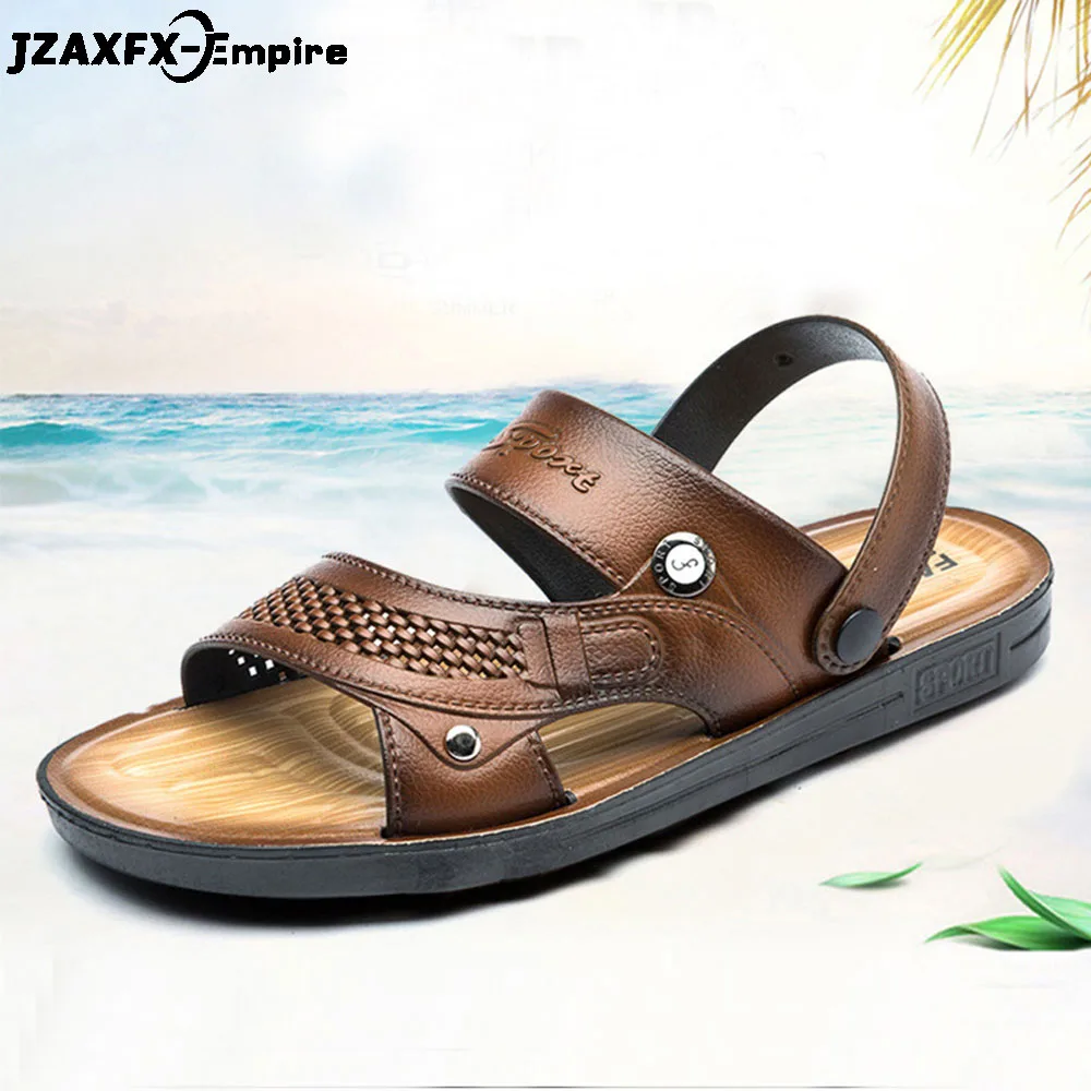 

2019 Men Sandals Summer Genuine Leather Comfortable Strap Sandals Outdoor Summer Shoes Beach Wear Sandalias Hombre