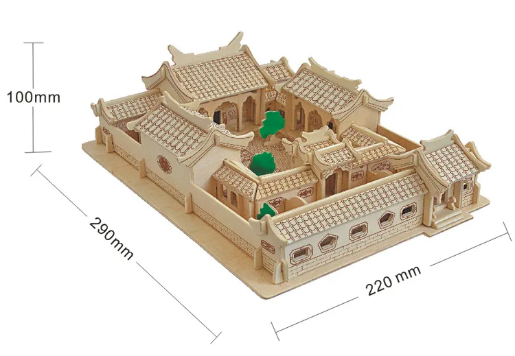 Деревянный 3D Строительство Модель игрушки подарок головоломки ручной работы Соберите игры ВУДКРАФТ строительство китайский стиль древний город старый дом 1 шт