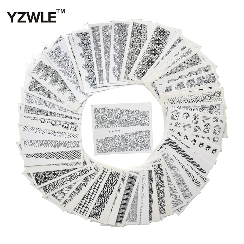

YWK Promotion Nails Stickers 50 Sheets DIY Decals Nails Art Water Transfer Printing Stickers For Nails Manicure Salon