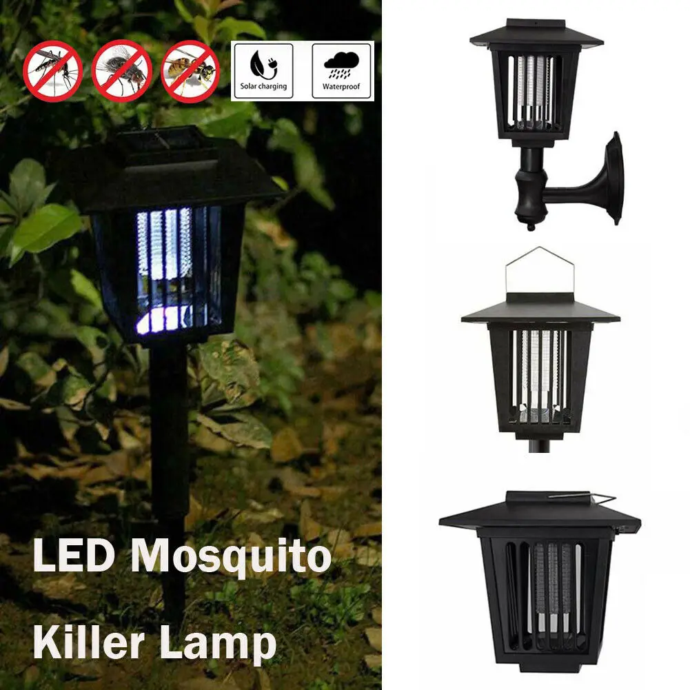 

Solar Powered LED Lamp & Bug Zapper Mosquito Killer Insect Repeller Light Garden