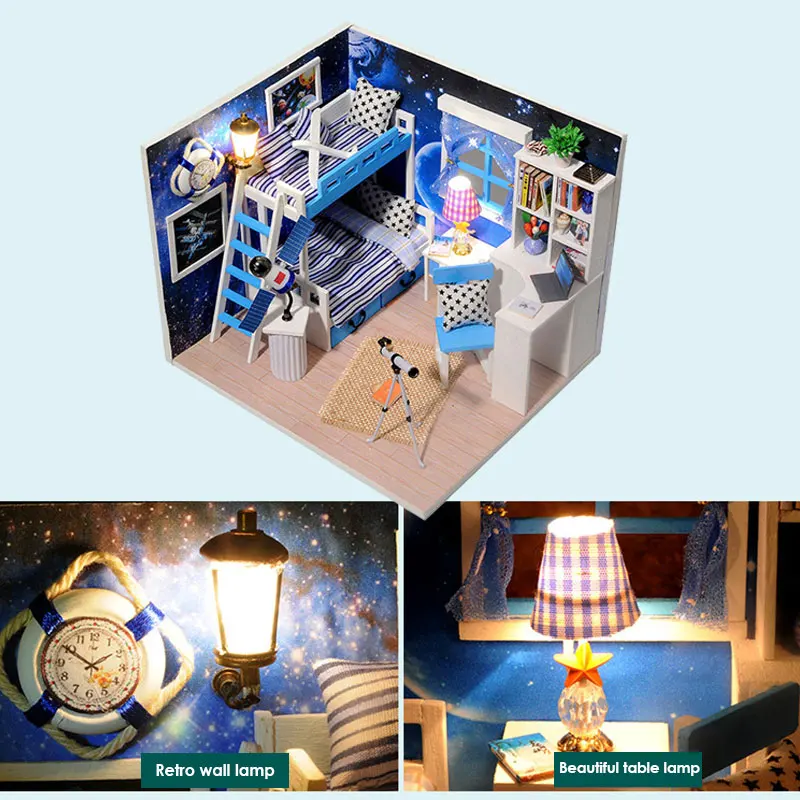 

Mini Doll House Assembling House DIY House Doll House DIY Toy Model Handmade Educational Hands-On Micro-Landscape Craft Flash