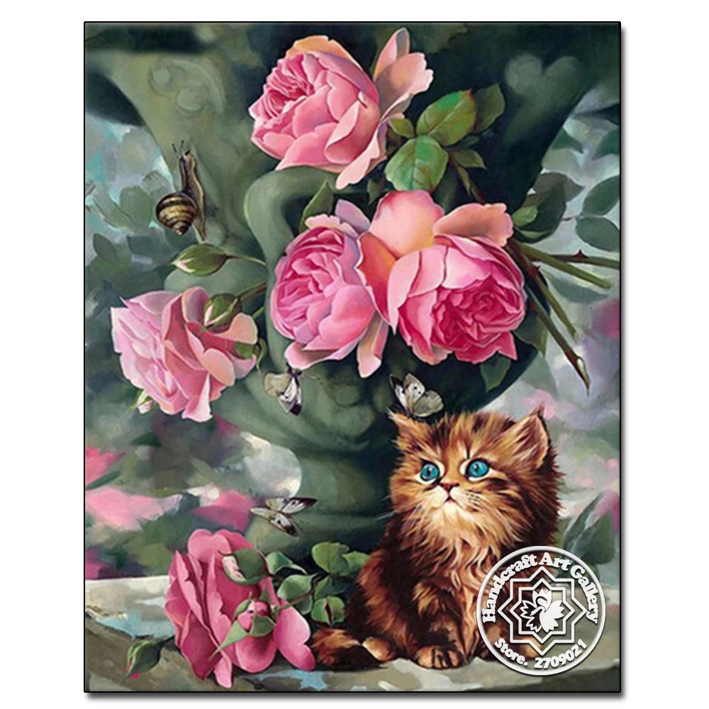

Moonzero Diamond Painting Animals Cat Picture of Rhinestones Diamond Embroidery Needlework Cross-stitch 5D for Home Decoration
