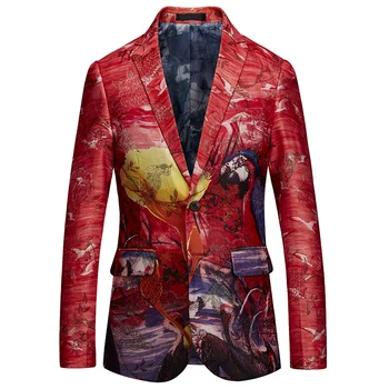 

2019 Social Youth Men's Flower Suit Jackets Large Size S M L XL 2XL 3XL 4XL 5XL 6XL Hotel Banquet KTV Casual Jacket Men