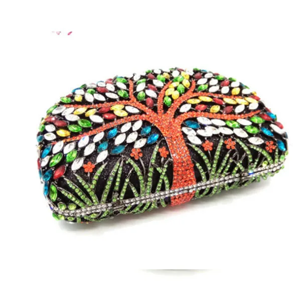 Women Tree Crystal Clutch Bag Stones Evening Bags Bridal Rhinestone Purses and Handbags Wedding Party Clutches Bags Lady Clutch