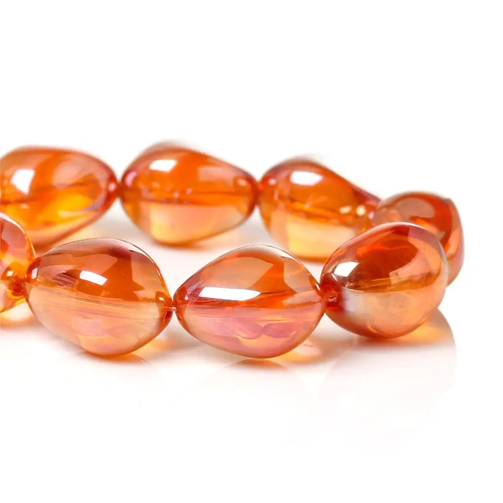 

DoreenBeads Glass Loose Beads Teardrop Orange Faceted About 17mm( 5/8") x 14mm( 4/8"), Hole: Approx 1.3mm, 3 PCs