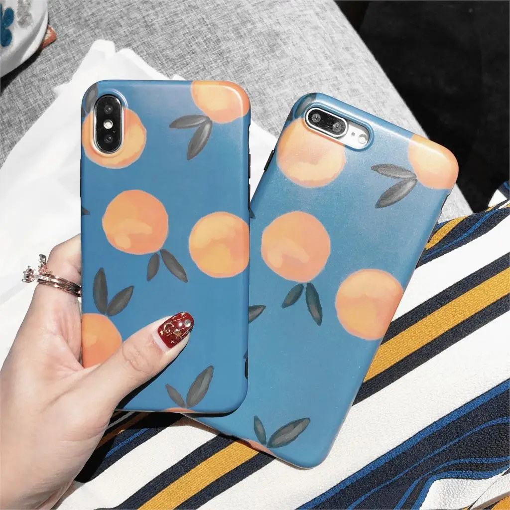 

Summer Fruit Orange Funda for iphone 7 Case Scrub IMD Phone Case for iphone 6 6S 7 8 Plus X XR XS Max Cover for Luxury Capa