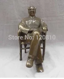

9" Chinese Bronze Great Leader MaoZhuXi Sculpture Copper MaoZeDong Statue z