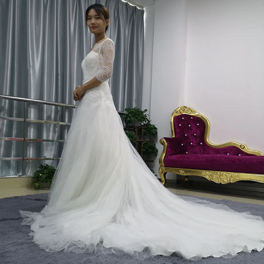 Greenspine Cheap Wedding Dresses China 2019 Vintage Lace 3 4