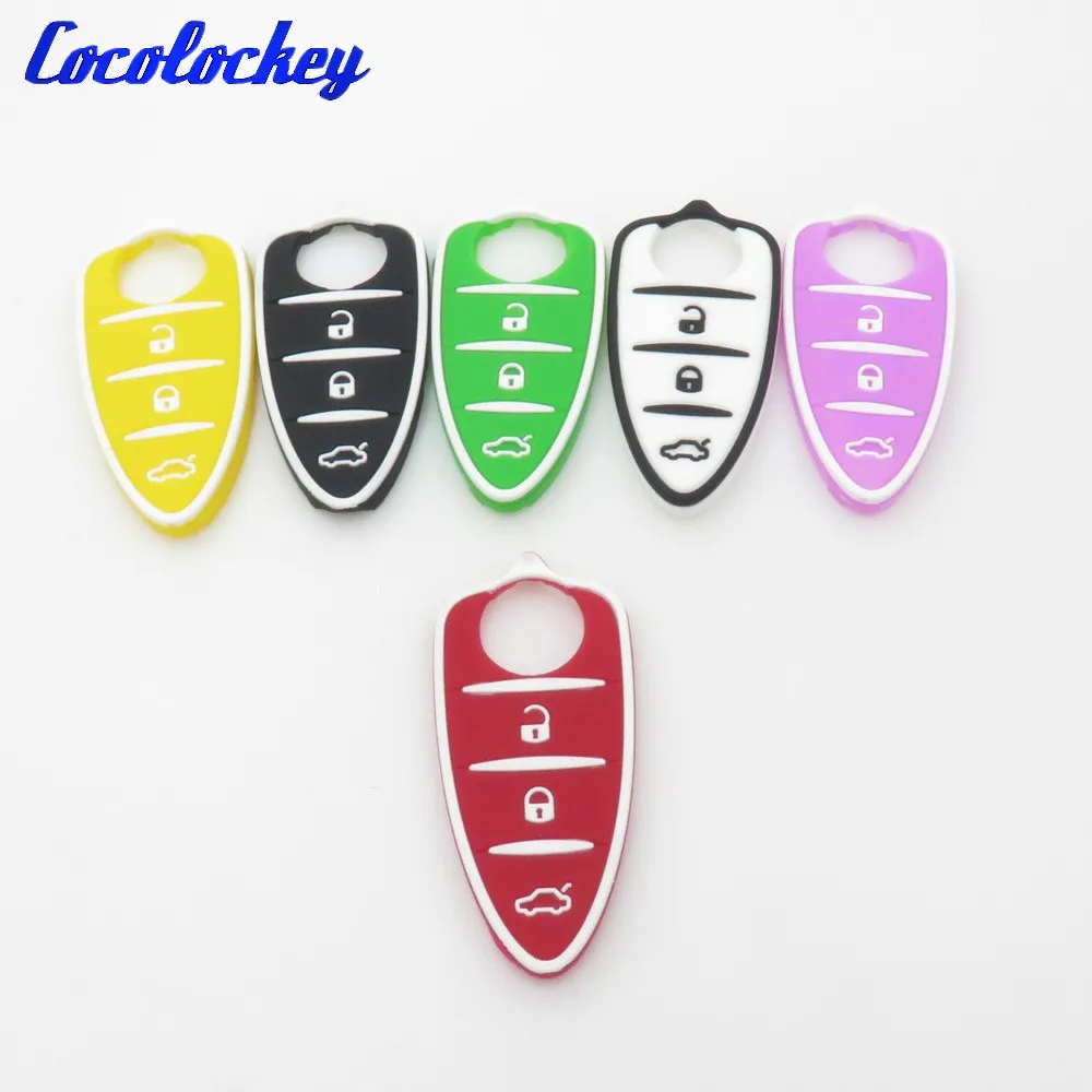 

Cocolockey 2pcs/lot Silicone Rubber Key Pad Fit for Alfa Romeo Mito Giulietta 159 GTA 3Buttons Flip Remote Key with 6 Colors