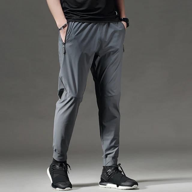 Spring Autumn Ice Silk Men Workout Sweatpants Slim Fit Sports Male ...