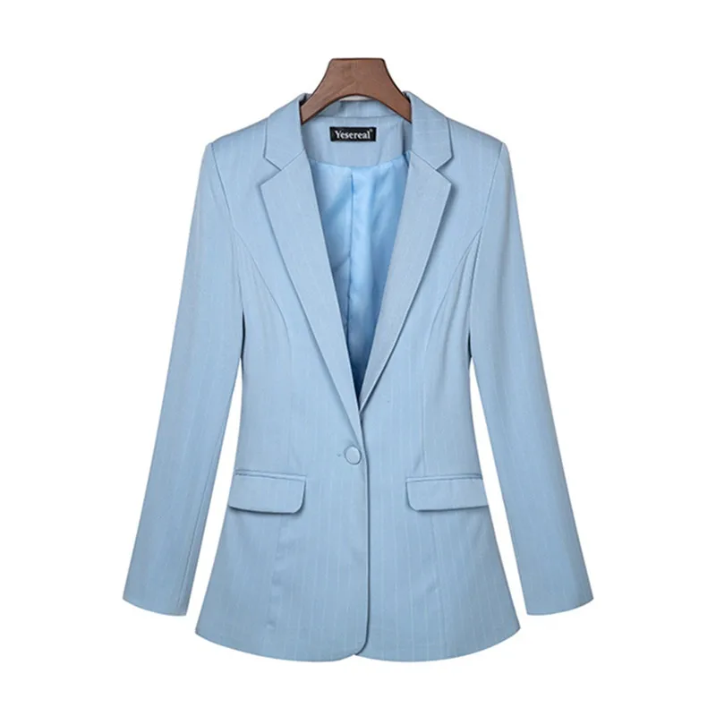 

Spring Autumn Stripe Women Suit Jacket Female Work Office Lady Suits Slim One Button Business Blazer Coat Tops Plus size 6XL 7XL
