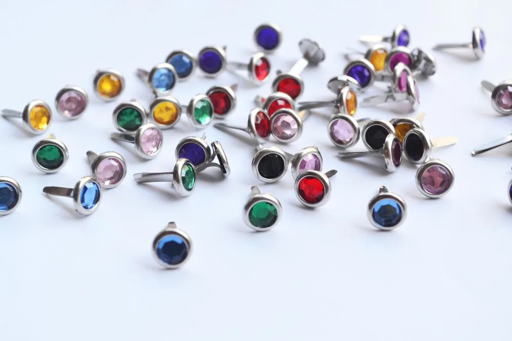 

8 x 12mm Decorative Diamond BRADS DIY Rhinestone Brads Scrapbooking Album Paper Crafts Embellishments Assorted Colors 50pcs/set