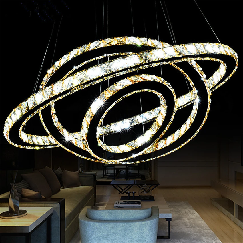 

Nordic Luster Ring Led Crystal Chandeliers Lights Living Room Restaurant Bedroom Lamp Modern Art Deco Luxury Lounge Luminaires