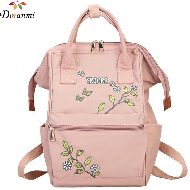 

DORANMI Flower Embroidery Kanken Backpack 2018 Solid Canvas School Bag Large Capacity Bagpack Bag Backpack Female Mochila SJB094
