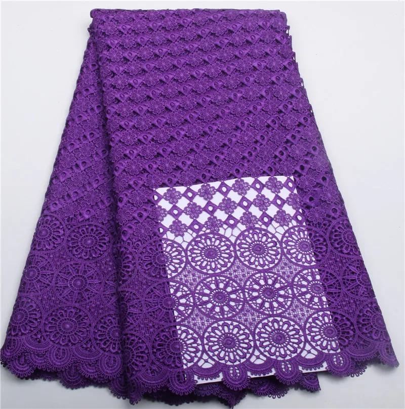 

2016 New Arrival Plain Purple Color african cord Lace/guipure lace Fabrics High Quality African Lace fabric Hot Sell Mesh NA207B
