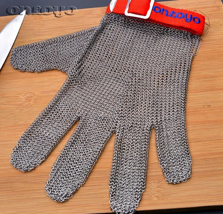 

ONLOYO stainless steel metal mesh steel chain mail protective gloves meat cut glvoe butcher glove