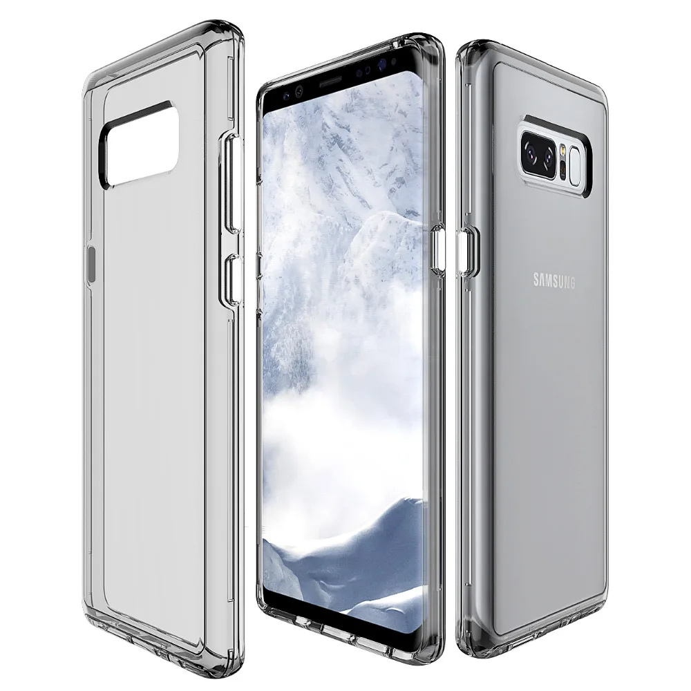 

Case For Samsung Galaxy Note 8 Transparent Clear Silicone Case Soft TPU Edge + Hard PC Armor Hybrid Back Cover For Galaxy Note 8