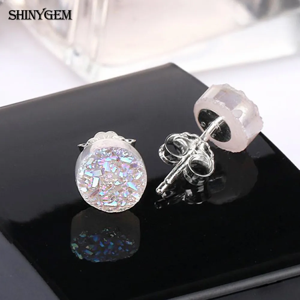 Маленькие круглые серьги со стразами ShinyGem 4 мм трендовые гвоздики с натуральным