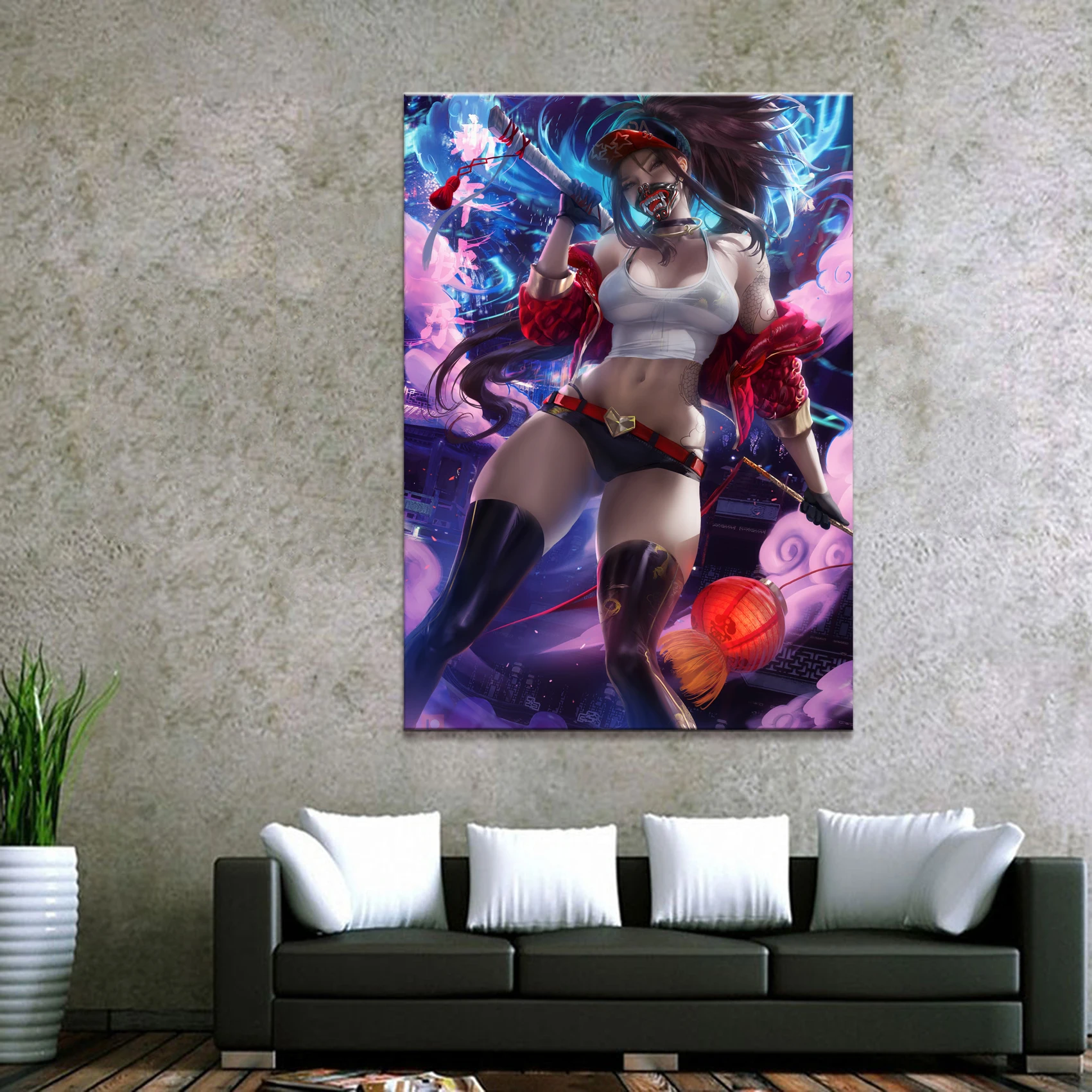

Home Decor Canvas 1 Piece Sexy Anime League of Legends Akali Art Posters and Prints Painting Home Decoration Wall Pictures