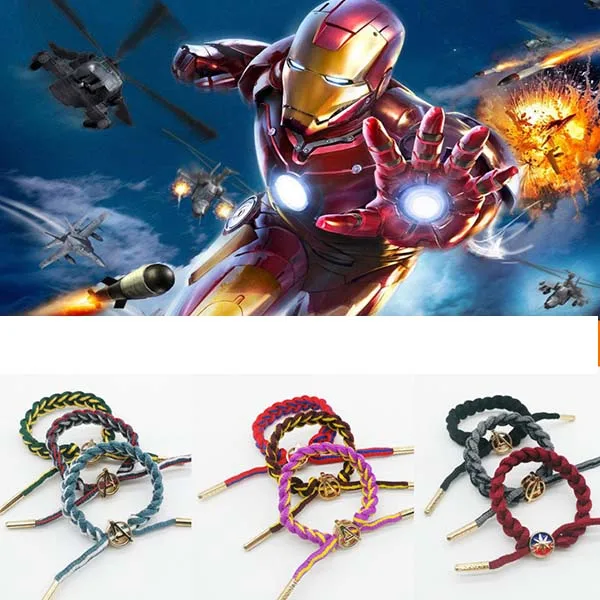 

Avengers 4 Spider Man Iron Man Captain America Thor Hulk Weaving Bracelets Figure Toys for Children B521