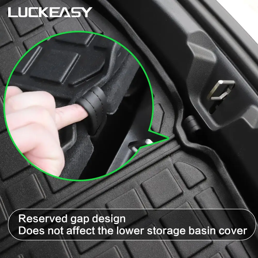 LUCKEASY TPE Material All-Weather Car Trunk Floor Mat Cargo Liner Rear Cargo Tray Black Protector for Tesla Model 3 2017 2018 2019 Complete Set Custom Fit /…