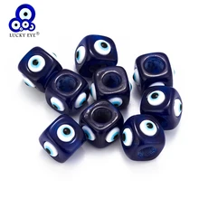 Lucky Eye Blue Evil Eye Смола квадратный фиксатор бусин, бусины для ожерелья браслет аксессуары для ювелирных изделий EY6108