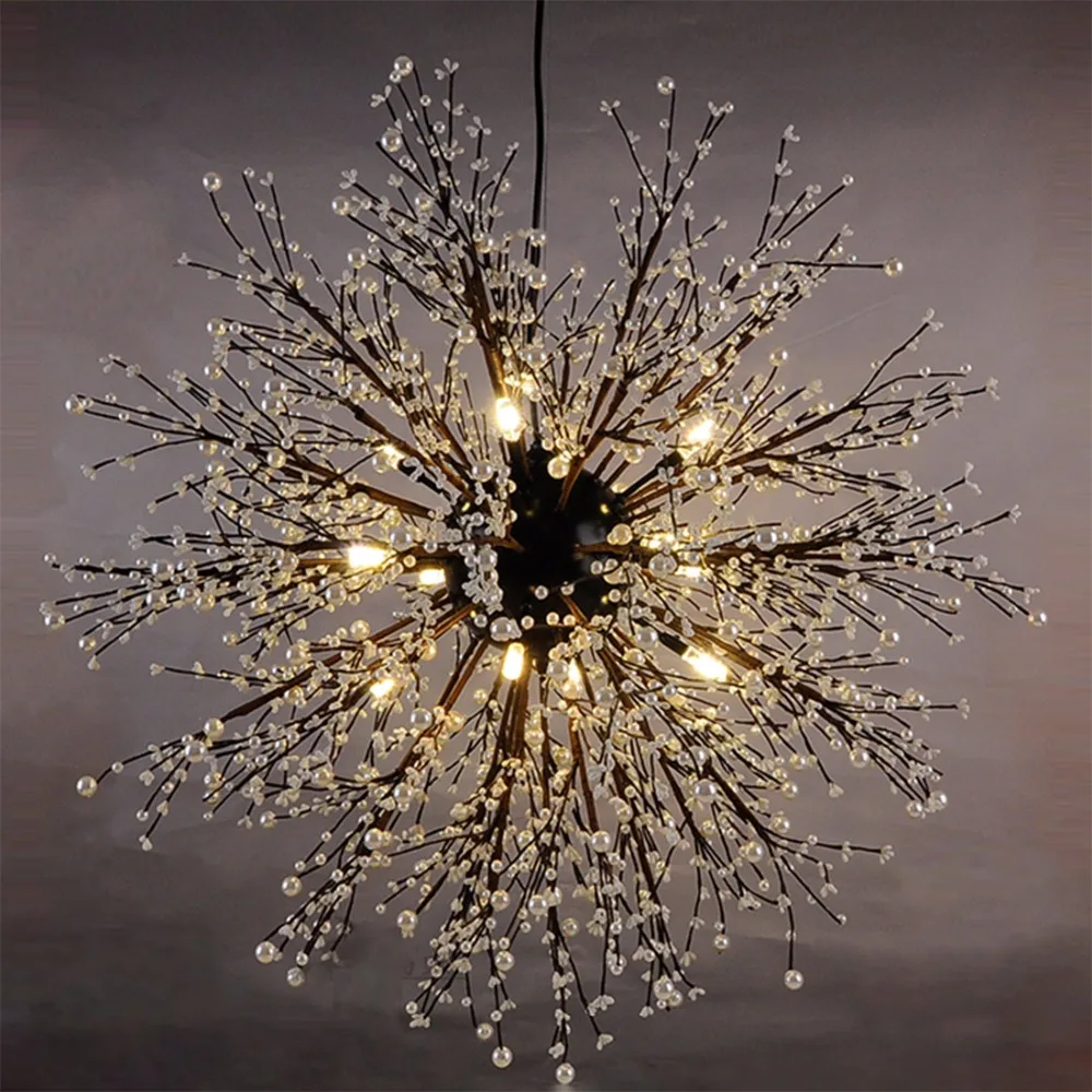 

Vintage Hanging Lamp Loft Chandeliers LED Modern Pearll Firework Pendant Lighting Ceiling Light Fixtures for Restaurant Foyer