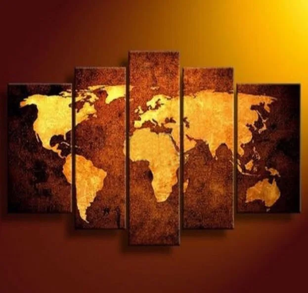 New 5 Pieces Sets Canvas Art Paintings Hd Abstract Old World 5 Pcs Print Abstract Old World Map Modern