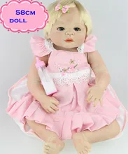 New Arrival 22inch Full Silicone Reborn Baby Dolls With Pink Skirt Like A Little Princess 100% Safe Simulation Baby Doll For Kid