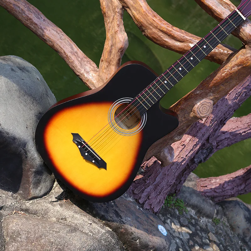 

TB 38" inch Acoustic Guitar 6 Strings Cutaway Folk Acoustic Guitar for Beginners Music Lovers Guitarra