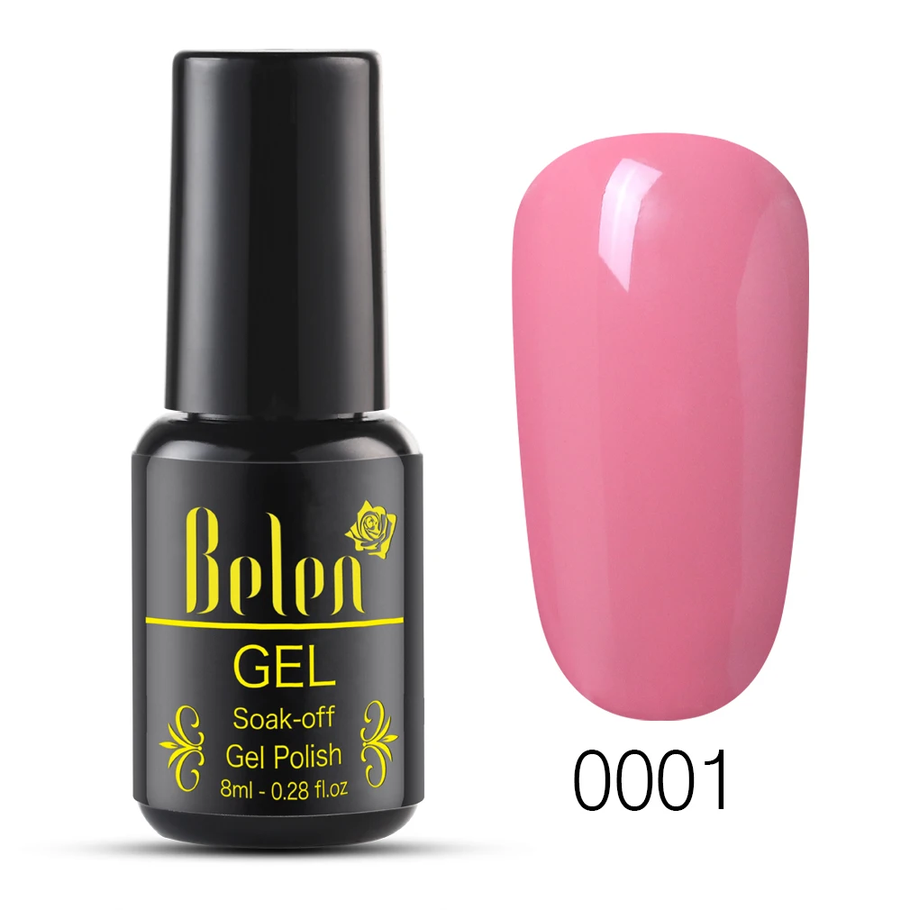 Belen 8 мл спирт Съемный один шаг УФ светодиодный лак для ногтей лак для маникюра без необходимости основа Топ здоровый лак 100 цветов - Цвет: 001