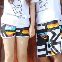 2016 New Fast Dry Sunny Beach Shorts Women Men Couples Print Shorts High-grade Swimwear Lover Swim Surf Short
