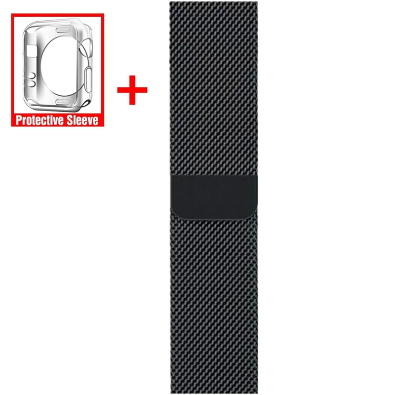 Black Ремешок для часов, Миланская петля, ремешок для Apple watchband 4 44/40 мм Нержавеющая сталь браслет аксессуары для наручных часов iwatch серии 3/2/1, 38, 42 мм, версия - Цвет ремешка: Black