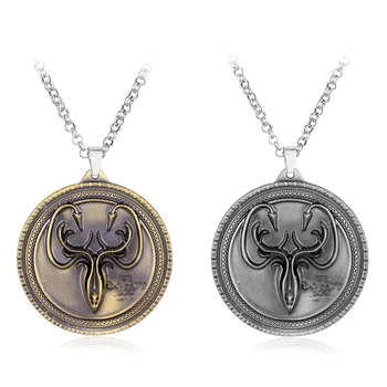 

Game Of Throne House Greyjoy Necklace Ice And Fire Round Shield Pendant Necklace Movie Enamel Jewelry Chocker Chain Gift