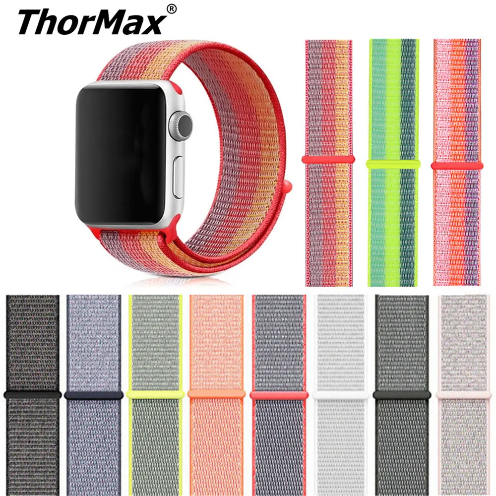 

42mm 38mm Colorful Sport Nylon Loop Watch Strap For Apple Watch Band iWatch Series 4 3 2 1 Replace Straps Watch Bands 40mm 44mm