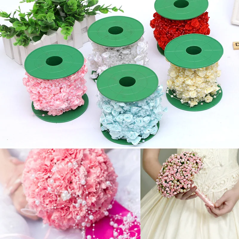 

High Quality Beads Christmas Bridal Inlay Line Fishing Rose Decoration Roll Wedding Hair Accessories