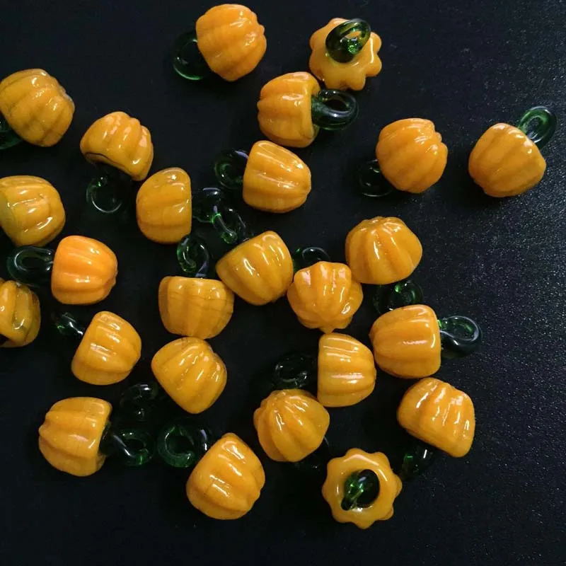 

10pcs/lot Murano Lampwork Yellow Pumpkin Charms For Earring Necklace Jewelry Making