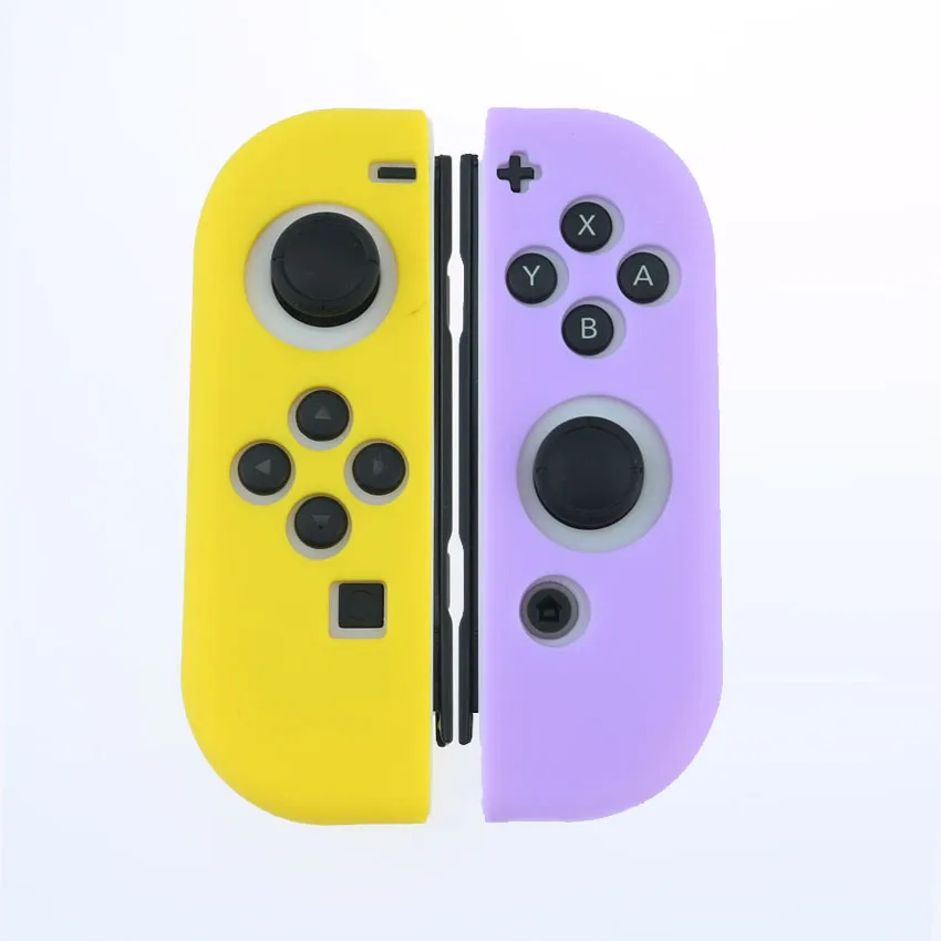 3) 16 цветов мягкий чехол для nintendo Switch Joy-con силиконовый чехол NS Switch контроллер ручка Joy con Лицевая панель Защитная крышка - Цвет: Yellow Light purple