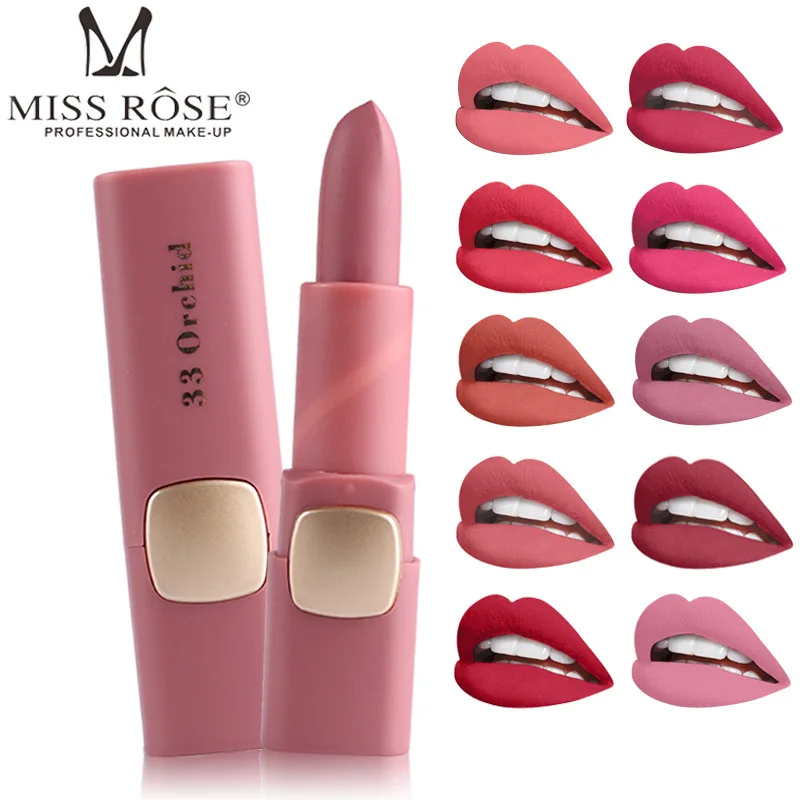 

MISS ROSE Brand 12 Colors Star Matte Lipstick Waterproof Moisturizing Long-lasting Non-Stick Cup Does Lip Stick Cosmetic TSLM1