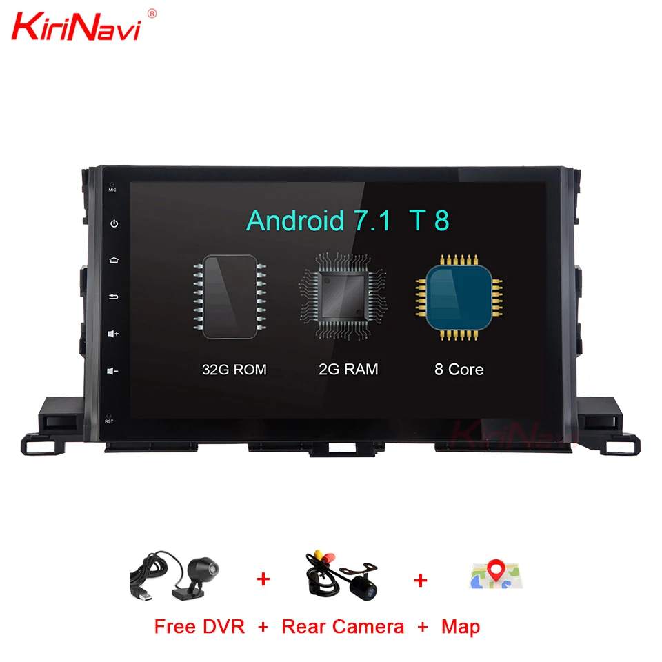 

KiriNavi Octa Core Android 7.1 Car DVD GPS For Toyota Highlander Android Multimedia Audio Stereo Radio GPS Navigation WIFI BT 4G