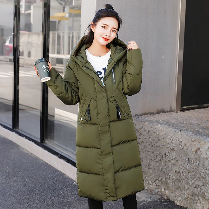 QIMAGE2018 Women Parkas Hooded LargeSize Loose Parka Female Thick Warm